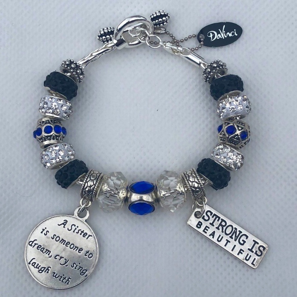 Handcrafted European Style Beaded Charm Bracelet on DaVinci Toggle Chain